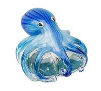 Juliana Objets d'art Glass Figurine - Blue Octopus On Rock Paperweight Ornament 60208