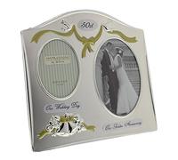 Juliana Two Tone Silver Plated Wedding Anniversary Photo Frame - 50th Golden Anniversary FS55050