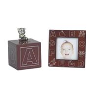 Juliana Wood Effect Money Box & Photo Frame Baby Gift Set - Abc Design