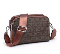 JULIE FERRARO Crossbody Bags for Women Small Shoulder Purses with Adjustable Wide Strap, Triple Zip Design, Coffee