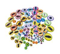 Julie Wang 100PCS Assorted Mixed Size Round Glass Dragon Eye Covered Cabochons for Doll Making and Jewelry Settings 6mm 10mm 15mm 20mm 30mm