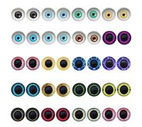 Julie Wang 100pcs Mixed Colors Flat Back Glass Eyes Cabochons Glue On Time Gem Jewelry Making Art Craft Scrapbooking DIY Accessories 10mm
