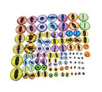 Julie Wang 100PCS/Pack Assorted Mixed Size Round Glass Dragon Eye Covered Cabochons for Doll Making and Jewelry Settings 6mm 8mm 12mm 18mm 25mm