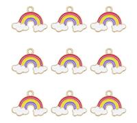Julie Wang 20 Pieces Gold Back Enamel Metal Rainbow Clouds Charms Bracelets Earrings Necklaces Jewellery Pendants Handmade DIY Craft Accessories 19x14mm
