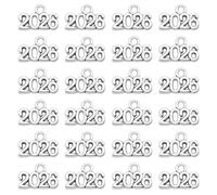 Julie Wang 200PCS 2026 Alloy Number Charm Gold Silver Year Pendant for Necklace Bracelet Jewelry Making, Graduation Gift Anniversary Keepsake (Silver)