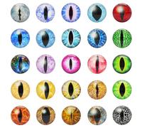 Julie Wang 20PCS 30MM Glow in The Dark Dragon Eyes Animal Vertical Slit Pupil Eye Glass Cabochon for Sculptures Props Jewelry Crafts Making
