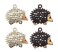 Julie Wang 20PCS Enamel Cute Alloy paint hedgehog Charms Brown Mix Color Animal Pendant Craft for Bracelets Earrings Necklaces DIY Jewellery Making Accessories