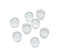 Julie Wang 218pcs 12mm Transparent Glass Cabochons Clear Round Flat Back Dome Tile Cabochon Covers for Cameo Photo Pendant Jewelry Making 12x12x4mm
