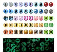 Julie Wang 40PCS 16MM Glow in The Dark Dragon Eyes Animal Vertical Slit Pupil Eye Glass Cabochon for Sculptures Props Jewelry Crafts Making