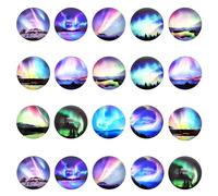 Julie Wang 40PCS Aurora Glass Cabochon Polar Light Cabs for Jewelry Making Necklace Bezel Settings Pendant Craft DIY Supplies Round 25mm