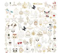 Julie Wang 40pcs White Enamel Charms Bulk Jewelry Making Pendants for DIY Necklaces Bracelets Earrings Craft Supplies 20pairs