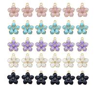 Julie Wang 50PCS Metal Oil Drip Enamel Flowers Assorted Colors Mixed Petals Craft Charms Bracelets Earrings Pendants Findings DIY Jewellery Making Accessories 17x15mm