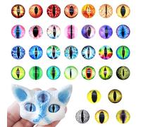 Julie Wang 60PCS 12MM Vertical Pupil Dragon Eyes Glass Cabochon for Polymer Clay Animal Models Making Sculptures Props Craft Jewelry DIY Findings