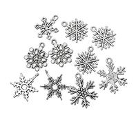 Julie Wang 60pcs Antiqued Silver Christmas Snowflake Charms Pendants for Jewelry Making