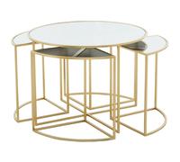 julie white glass top nest of 5 tables with gold metal frame