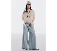 Julien Wide-Leg Chino Trousers at Free People in Pearl Blue, Size: Small - female