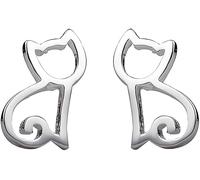 Julie's Jewelry S925 Sterling Silver Cat Earrings Hollow Out Cat Stud Earrings