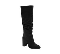 Juliet Holy Womens Knee High Boots Chunky High Heel Square Toe Side Zipper Wide Calf Boot, Black, 6 UK