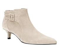 Juliet Holy Womens Pointed Toe Ankle Boots Kitten Heels Faux Suede Booties Side Zipper Dress Shoes, Beige, 4 UK