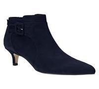 Juliet Holy Womens Pointed Toe Ankle Boots Kitten Heels Faux Suede Booties Side Zipper Dress Shoes, Navy, 6 UK