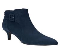 Juliet Holy Womens Pointed Toe Ankle Boots Kitten Heels Faux Suede Booties Side Zipper Dress Shoes, Navy, 6.5 UK