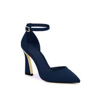 Juliet Holy Womens Pumps Point Closed Toe Heels Buckle Ankle Strap D'Orsay Heeled Sandals, Navy, 4.5 UK