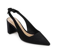 Juliet Holy Womens Pumps Pointed Toe Slip on Slingback Cute Bowknot Classic Chunky Block Heels, Black, 5 UK