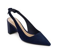 Juliet Holy Womens Pumps Pointed Toe Slip on Slingback Cute Bowknot Classic Chunky Block Heels, Navy, 6.5 UK