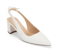 Juliet Holy Womens Pumps Pointed Toe Slip on Slingback Cute Bowknot Classic Chunky Block Heels, White, 9 UK
