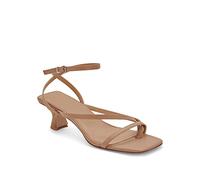 Juliet Holy Womens Strappy Sandals Kitten Heel Open Toe Slingback Ankle Strap Wedding Party Summer Heeled Sandals, Khaki, 5.5 UK