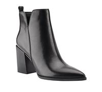 Juliet Holy Women's V Cut Ankle Boots Pointed Toe Stacked Chunky Heel Side Zipper Leather Cutout Western Booties, Black, 7 UK