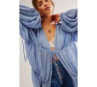 Juliet Sheer Tie-Front Duster Top at Free People in Faded Denim - female