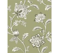 Juliette Floral Textured Wallpaper Fine DÃ©cor Green One Size