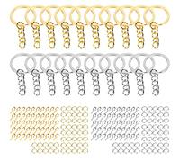 Julihai 220Pcs Smooth Split Keychain Rings with Keychain Rings Set for Crafting Family Car Key Chains, Lanyards, Golden/Silver Iron Material, 220 Pieces, Extra Accessories Included
