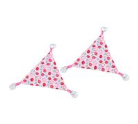 Julihai 2pcs Triangular Reptile Hammock with Adhesive Suction Cup, Soft Cloth Material, Washable Design, Fun Space for Bearded Dragons, Suitable for Hamsters, Snakes (Pink strawberry size S)