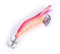Julihai 4Pcs Luminous Plastic Shrimp Lures, with 3D Eyes and Streamlined Body for Squid Octopus Cuttlefish Fishing