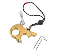 Julihai Archery Thumb Release, 3 Finger Grip Adjustable Aluminum Alloy Bow Release Aid with Miss Rope, for Compound Bow Left Right Hand (Gold)