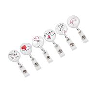Julihai Badge Holders with Drawstring Cord Beautiful ID Badge Reel Holders Set of 6 for Office Professionals
