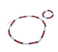 Julihai Baseball Necklace and Bracelet Set, Glitter Rhinestone Beaded Jewelry with Elastic String, for Baseball Players Fans Team Philadelphia Phils, Dark Blue White Red Colors