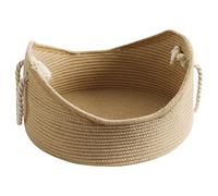 Julihai Corrugated Cat Hand Woven Wicker Cat Basket with Corrugated Scratching Board House for Comfortable Feline Resting Place