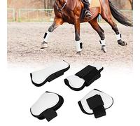 Julihai Durable Horse Front Back Leg Guard Boot Wrap Set, 4PCS White PU Protector for Jumping Obstacles, Convenient Riding Equipment