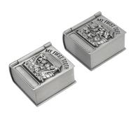 Julihai First Tooth and Curl Zinc Alloy Keepsake Box Set Premium Baby Tooth and Hair Storage for Cherished Memories Ideal for Nursery or Collection Blue Velvet Lining 4x4x2.2cm 2 X Keepsake Box