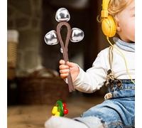 Julihai Jingle Handbell Shaker Bell Ring Kids Musical Toy for Infants and Adults, Leather Handbell for Children Percussion, 1 X, Brown, 5.7 X 2.8 0.3in