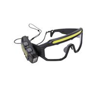 Julihai LED Safety Glasses, Motion Sensor, 159° Wide Angle | White & Yellow Light Multiple Settings, 1200mAh Battery Up to 4 Hours, Adjustable Headband, for Camping Cycling Repair