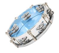 Julihai MBAT Adjustable Tone Double Row Hand Tambourine with Jingle Bells for Percussion Instrument 8in for Beginners (Blue)