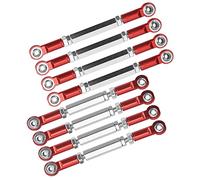 Julihai RC Steering Servo Pull Rod, Lightweight Metal Linkage Arm Tie Rod Ends Connector with Precise Machining, for WPL MN Feiyu Remote Control Car (Red)
