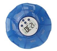 Julihai Smart Box, Weekly 7 Day Organizer with Recording Playback Reminder Function, Large Digital Display and Braille Text, for Elderly Blind Person Portable Medication Dispenser (Blue)