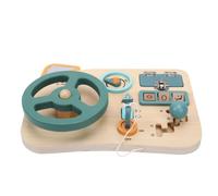 Julihai Wooden Steering Wheel Toy for Toddlers, Sensory Fine Motor Skills | for 1+ Year Olds, Beech Wood, Screen-free, Portable for Car or Home, Promotes Cognitive and Hands-on Play