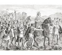 Julius Caesar crossing the Rubicon river 10 January 49 BC. Gaius Julius Caesar 100 BC ÔøΩ 44 BC. Roman general and statesman. From Cassell's Illustrated Universal History published 1883. Poster Print