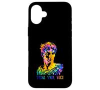 Julius Caesar Portrait With Tie Dye Pattern Veni Vidi Vici Case for iPhone 16 Plus